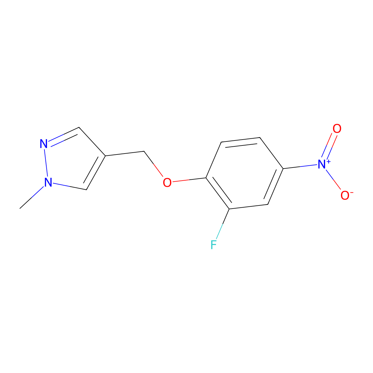 4-[(2-fluoro-4-nitrophenoxy)methyl]-1-methyl-1H-pyrazole molecular structure, CAS 1245773-12-9