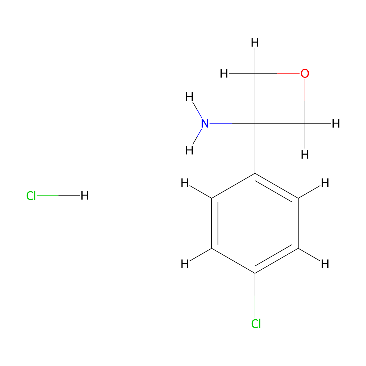 3-(4-Chlorophenyl)oxetan-3-amine hydrochloride molecular structure, CAS 1245782-61-9