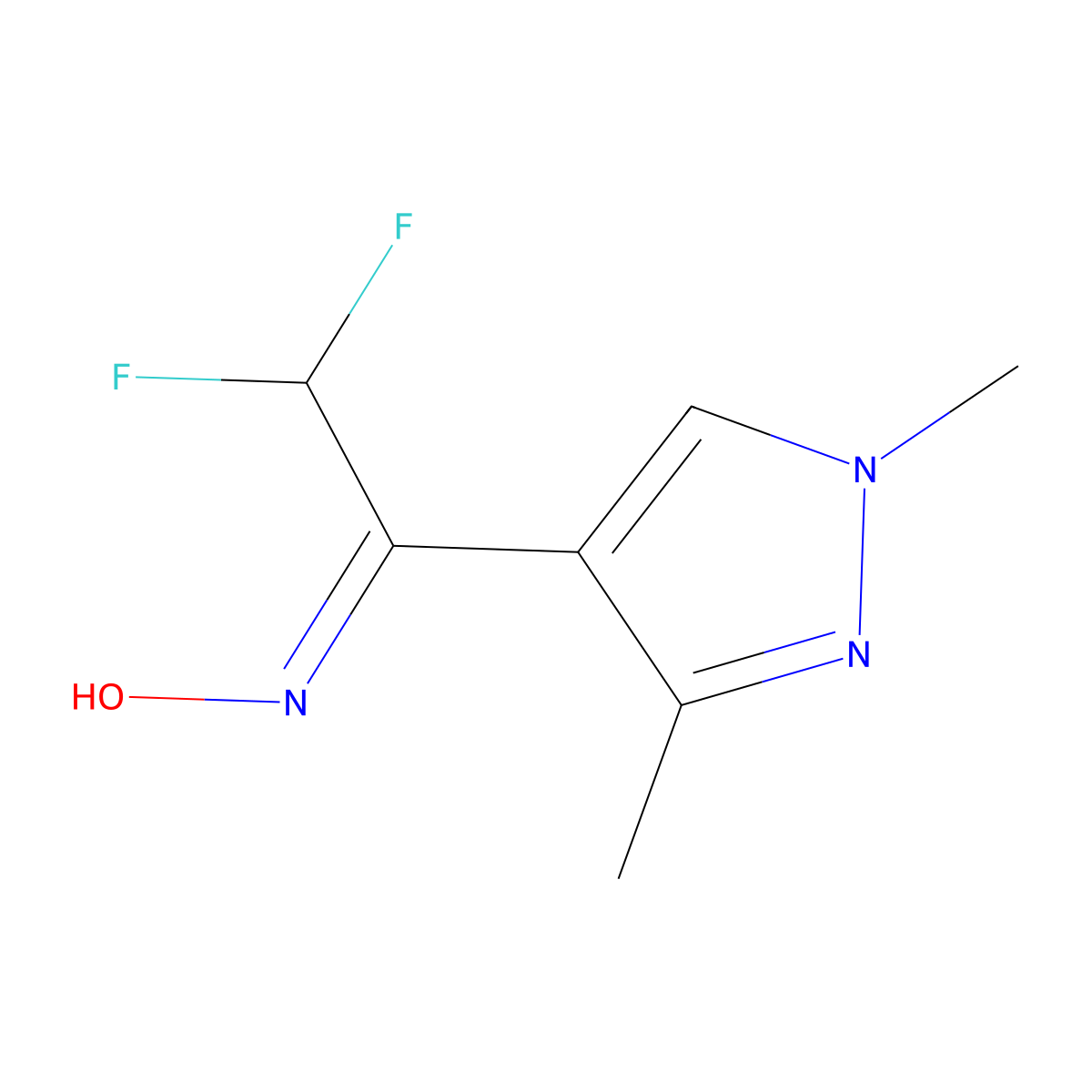 1-(1,3-Dimethylpyrazol-4-yl)-2,2-difluoro-ethanone oxime molecular structure, CAS 1245782-76-6
