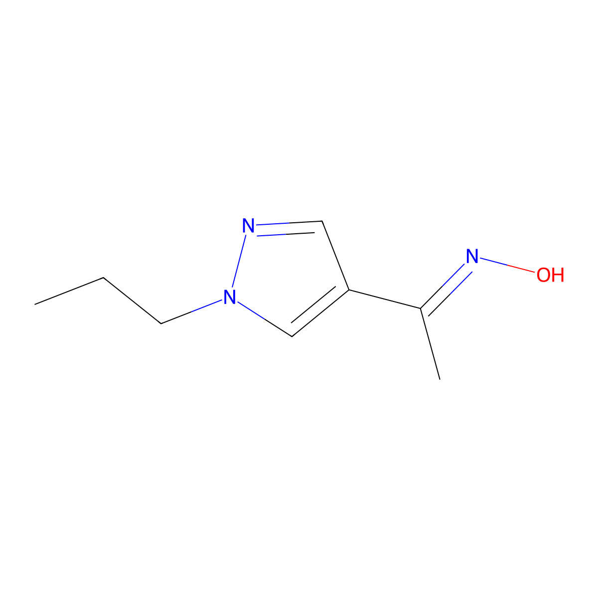 N-[1-(1-propylpyrazol-4-yl)ethylidene]hydroxylamine molecular structure, CAS 1245782-78-8