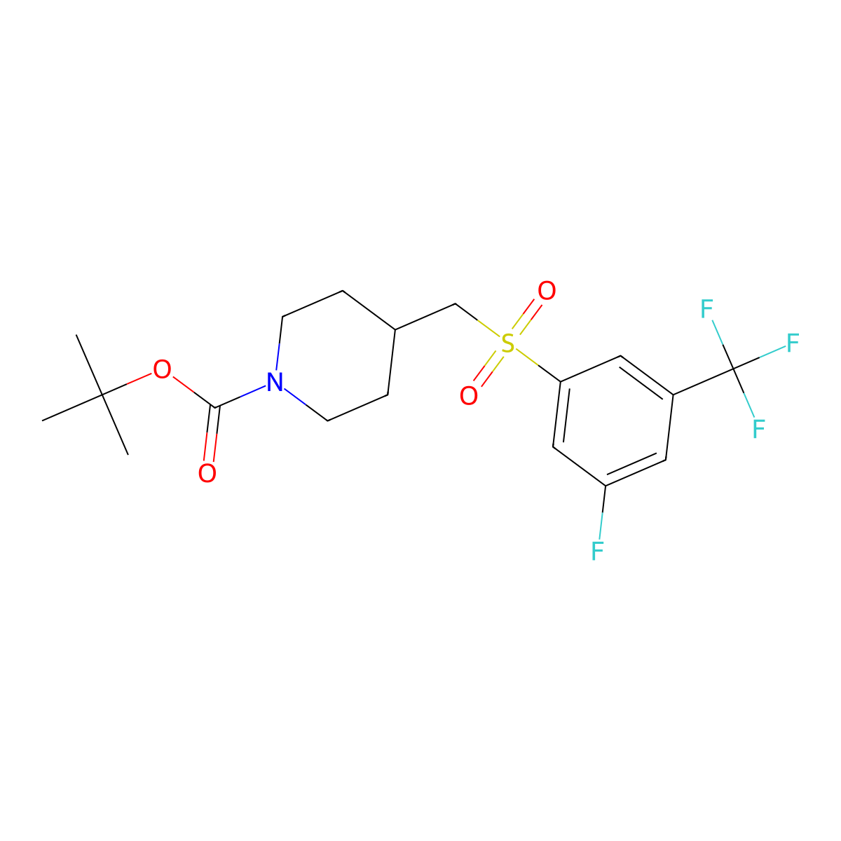 Tert-butyl 4-{[3-fluoro-5-(trifluoromethyl)benzenesulfonyl]methyl}piperidine-1-carboxylate molecular structure, CAS 1245784-24-0