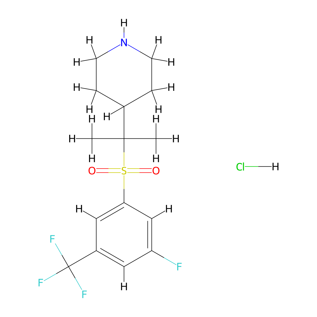 4-(2-((3-Fluoro-5-(trifluoromethyl)phenyl)sulfonyl)propan-2-yl)piperidine hydrochloride molecular structure, CAS 1245784-26-2