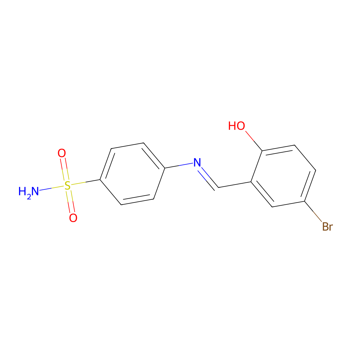 4-[(5-Bromo-2-hydroxybenzylidene)amino]benzenesulfonamide molecular structure, CAS 1245796-85-3