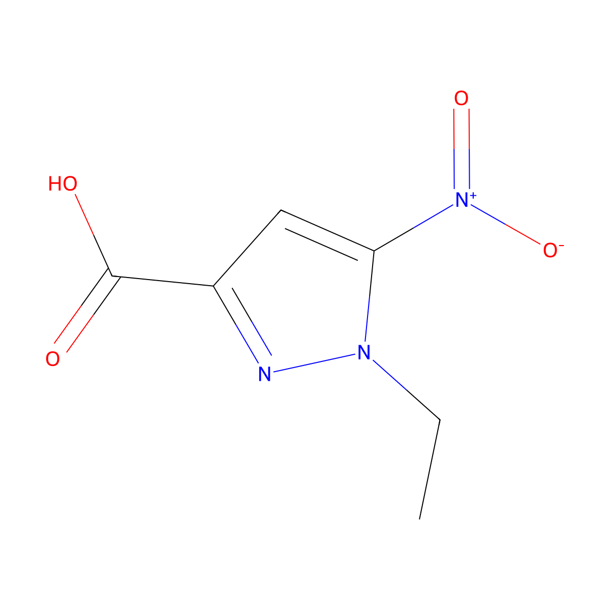 1-ethyl-5-nitro-1H-pyrazole-3-carboxylic acid molecular structure, CAS 1245806-48-7