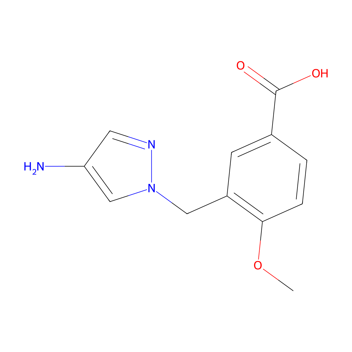 3-[(4-amino-1H-pyrazol-1-yl)methyl]-4-methoxybenzoic acid molecular structure, CAS 1245806-49-8