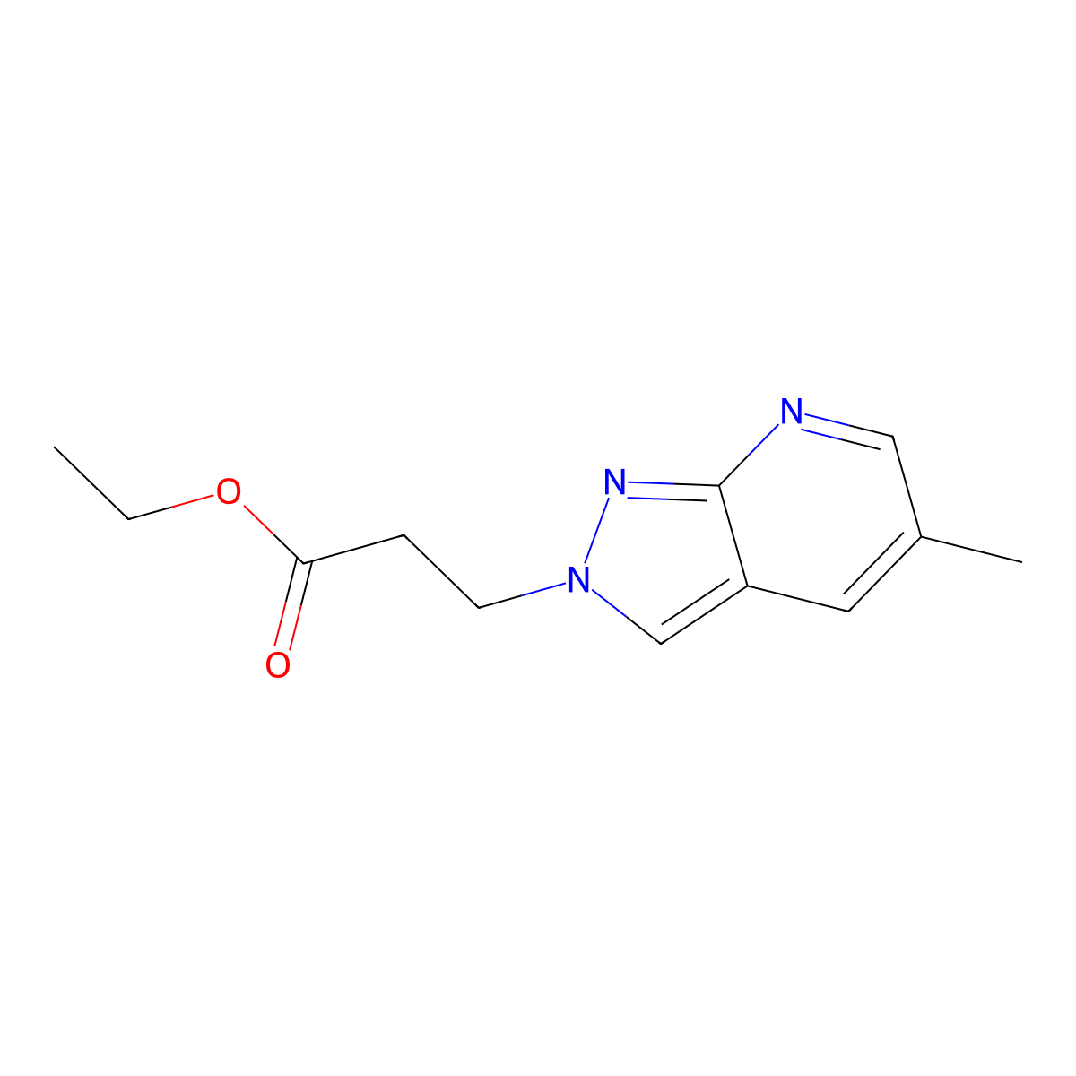 ethyl 3-(5-methyl-2H-pyrazolo[3,4-b]pyridin-2-yl)propanoate molecular structure, CAS 1245806-50-1