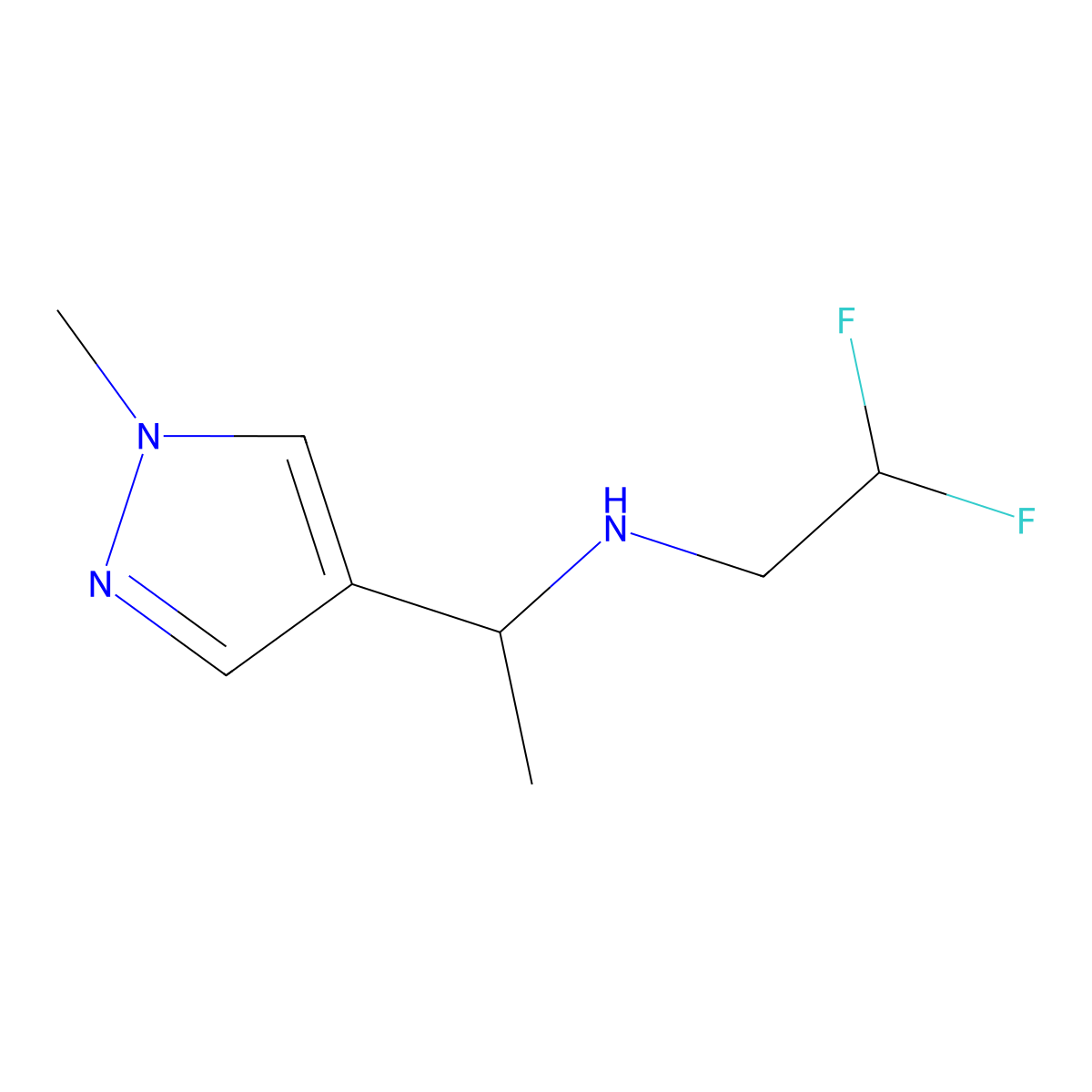 (2,2-Difluoroethyl)[1-(1-methyl-1H-pyrazol-4-yl)ethyl]amine molecular structure, CAS 1245806-68-1