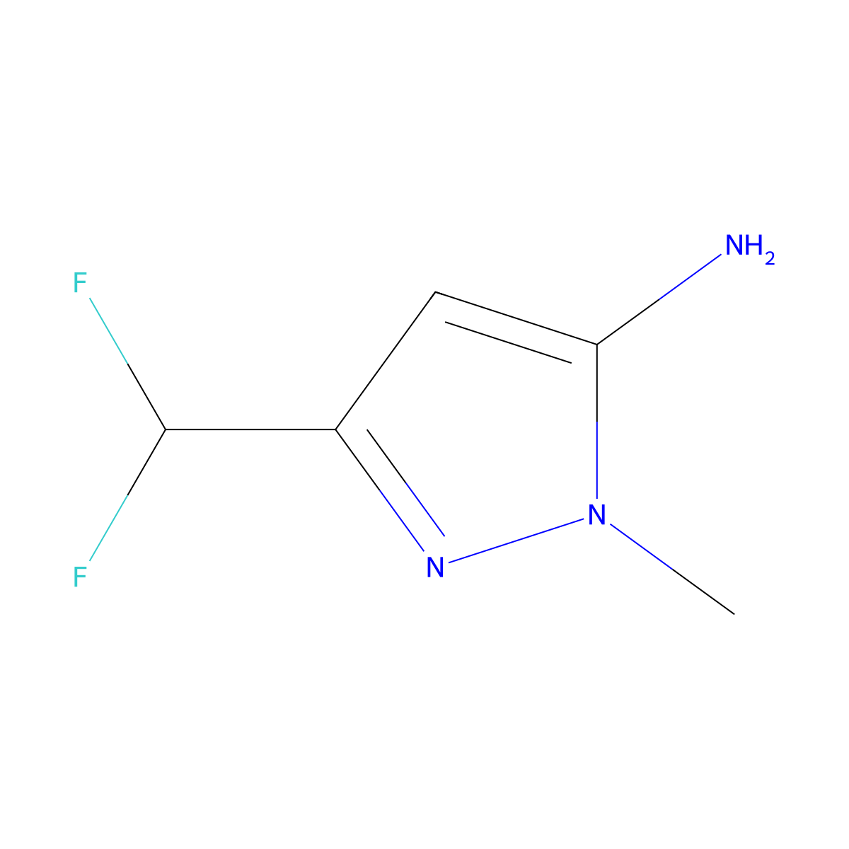 3-(difluoromethyl)-1-methyl-1H-pyrazol-5-amine molecular structure, CAS 1245806-69-2