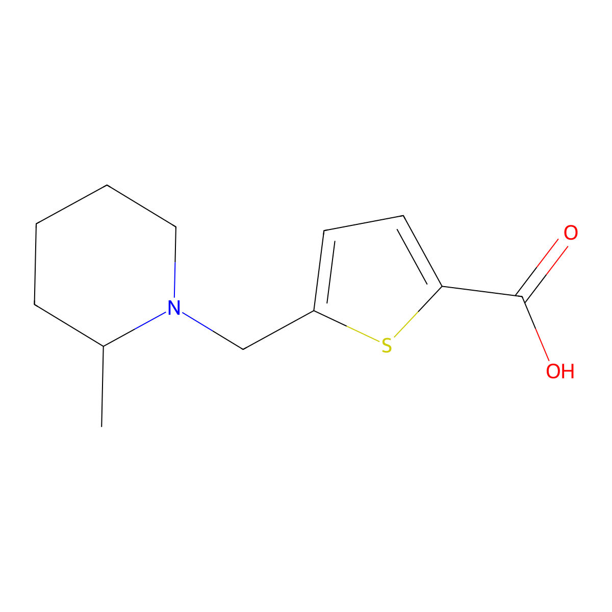 5-[(2-Methylpiperidin-1-yl)methyl]thiophene-2-carboxylic acid molecular structure, CAS 1245806-71-6