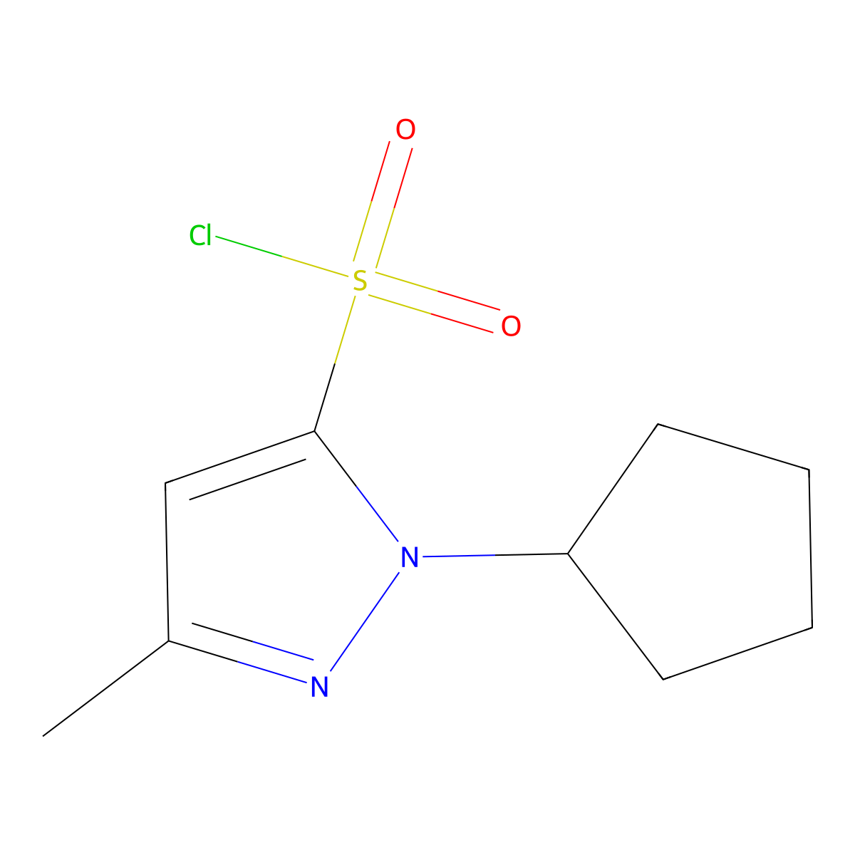 1-Cyclopentyl-3-methyl-1H-pyrazole-5-sulfonyl chloride molecular structure, CAS 1245806-72-7