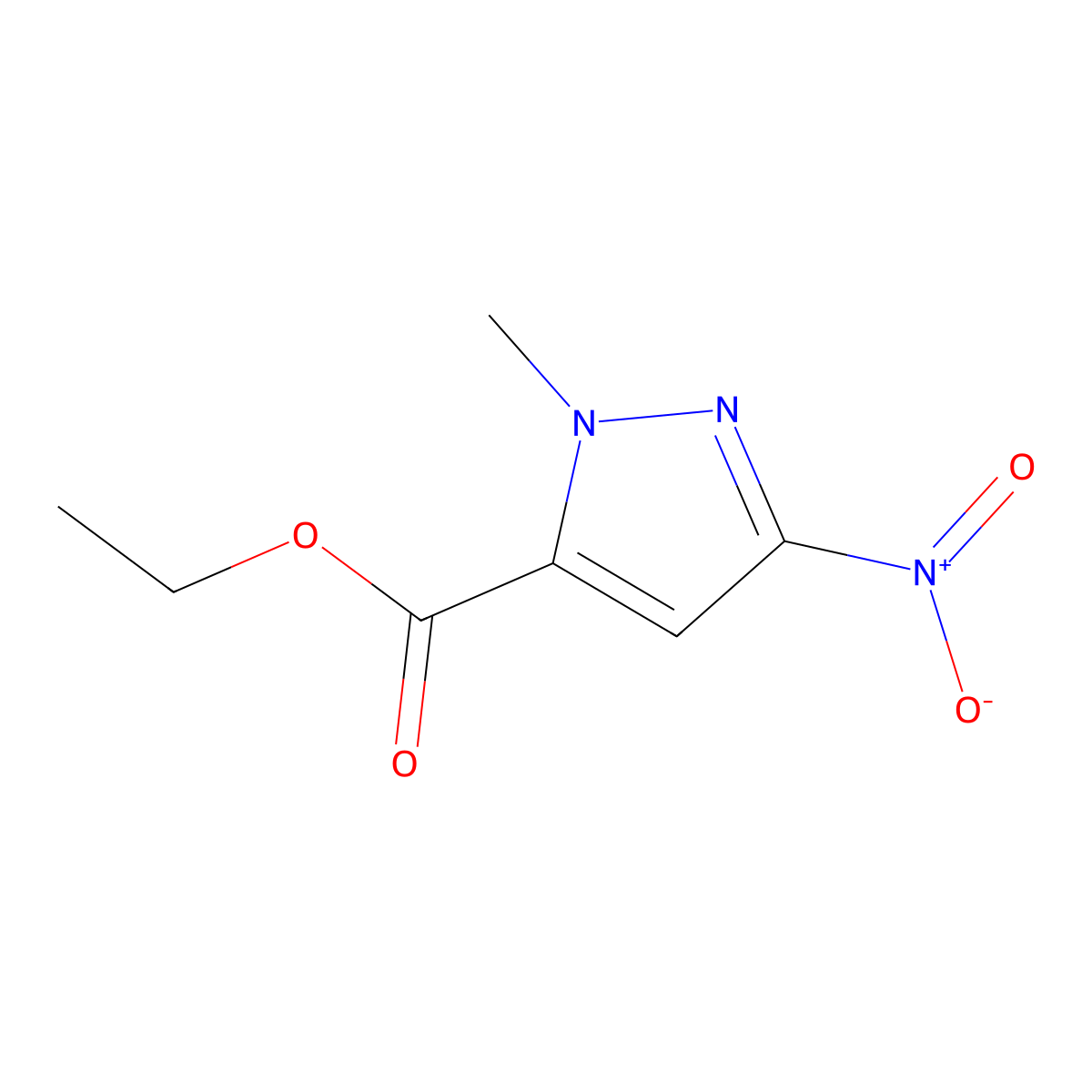 ethyl 1-methyl-3-nitro-1H-pyrazole-5-carboxylate molecular structure, CAS 1245807-07-1