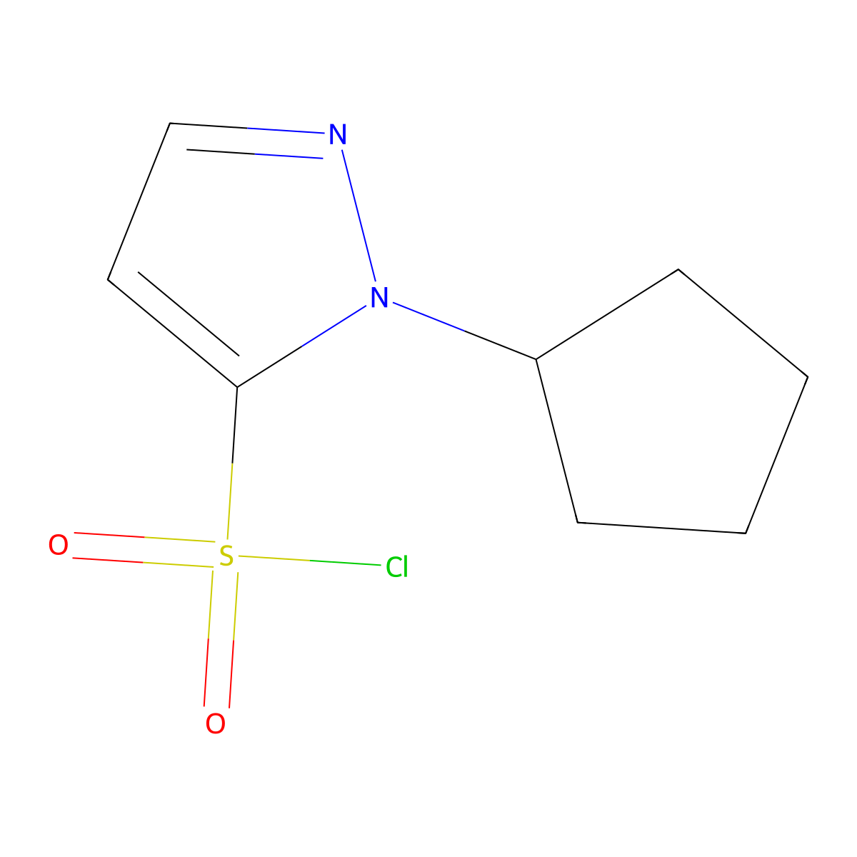 1-cyclopentyl-1H-pyrazole-5-sulfonyl chloride molecular structure, CAS 1245807-09-3