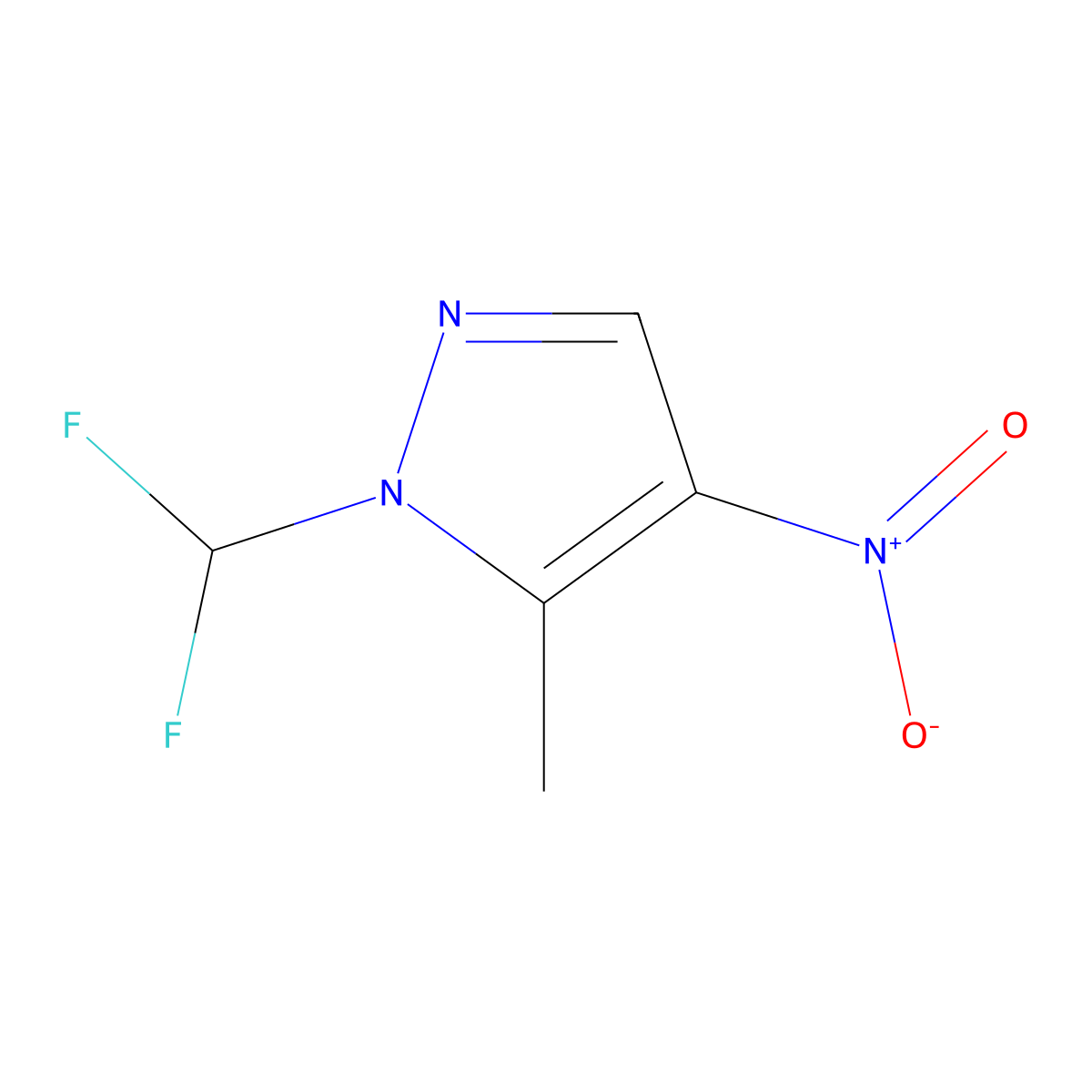 1-(difluoromethyl)-5-methyl-4-nitro-1H-pyrazole molecular structure, CAS 1245807-32-2
