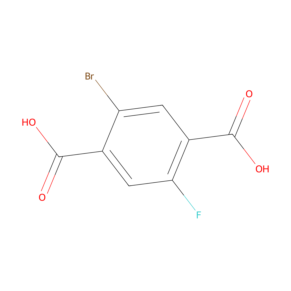 2-Bromo-5-fluoroterephthalic acid molecular structure, CAS 1245807-64-0