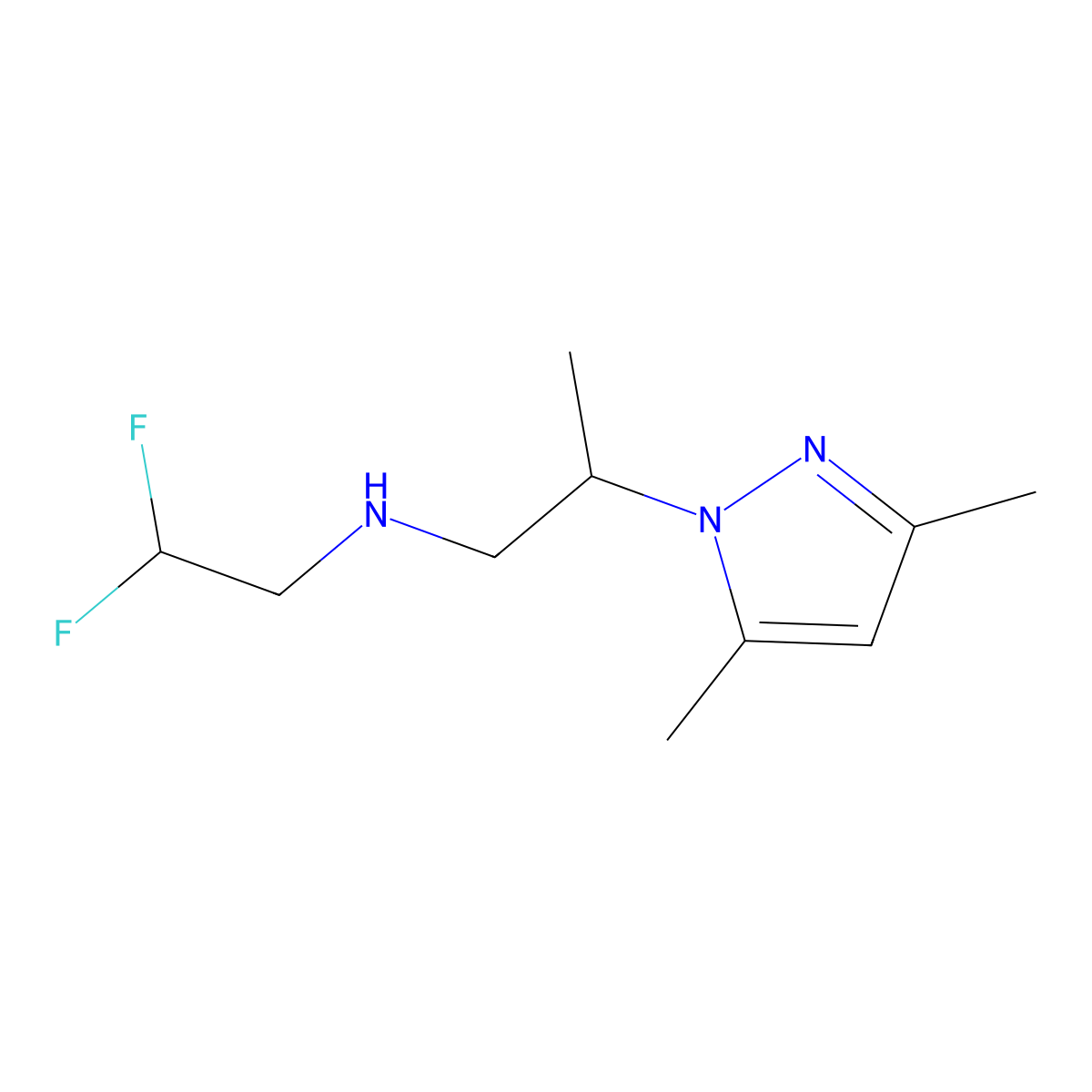 (2,2-Difluoroethyl)[2-(3,5-dimethylpyrazolyl)propyl]amine molecular structure, CAS 1245807-73-1