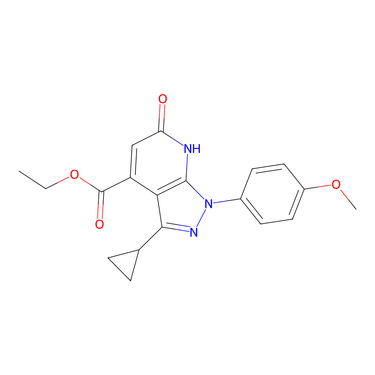 ethyl 3-cyclopropyl-1-(4-methoxyphenyl)-6-oxo-6,7-dihydro-1H-pyrazolo[3,4-b]pyridine-4-carboxylate molecular structure, CAS 1245807-76-4