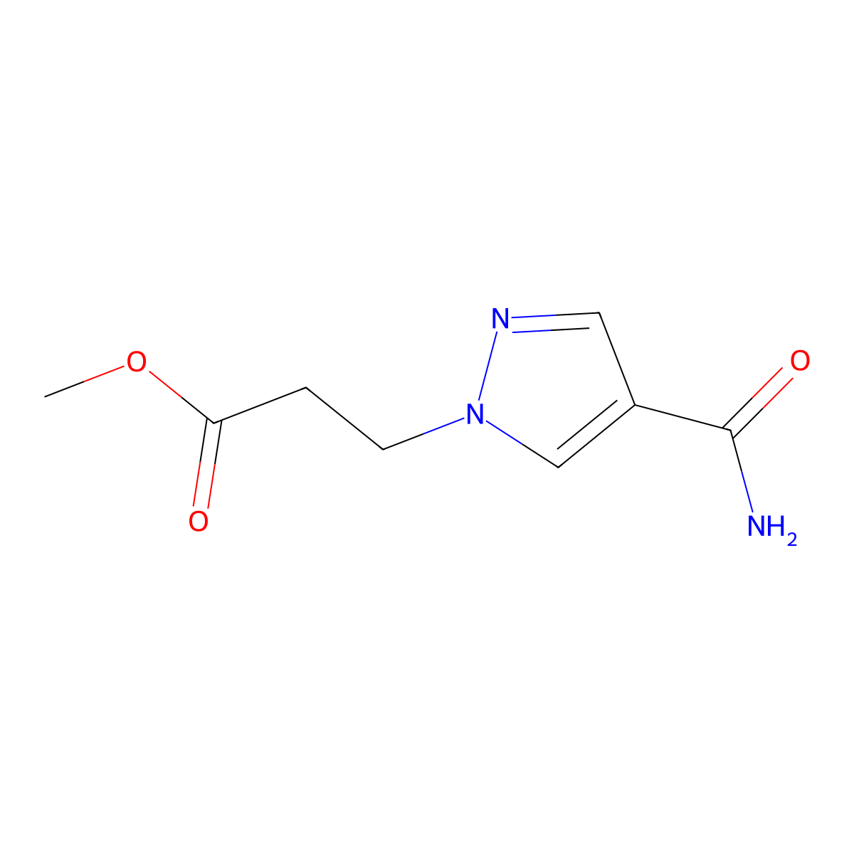 methyl 3-(4-carbamoyl-1H-pyrazol-1-yl)propanoate molecular structure, CAS 1245807-81-1