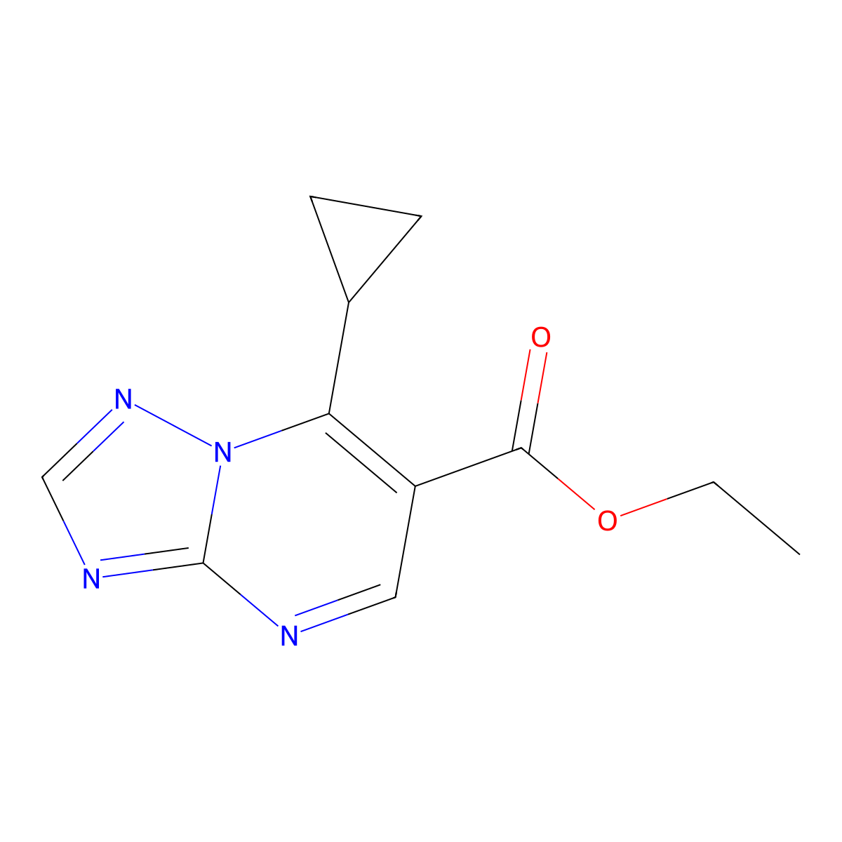 Ethyl 7-cyclopropyl-[1,2,4]triazolo[1,5-a]pyrimidine-6-carboxylate molecular structure, CAS 1245807-84-4