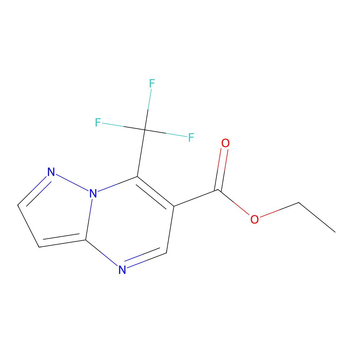 Ethyl 7-(trifluoromethyl)pyrazolo[1,5-a]pyrimidine-6-carboxylate molecular structure, CAS 1245807-86-6