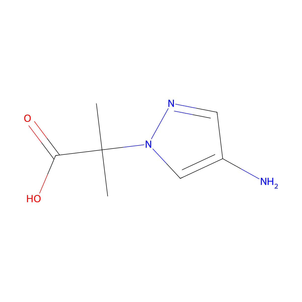 2-(4-amino-1H-pyrazol-1-yl)-2-methylpropanoic acid molecular structure, CAS 1245807-89-9