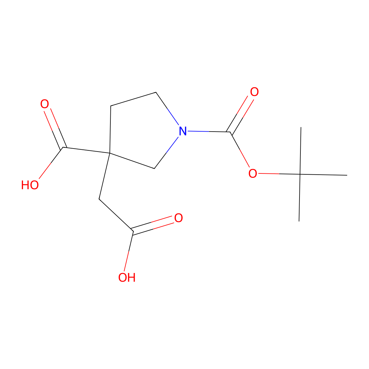 1-[(Tert-butoxy)carbonyl]-3-(carboxymethyl)pyrrolidine-3-carboxylic acid molecular structure, CAS 1245807-92-4