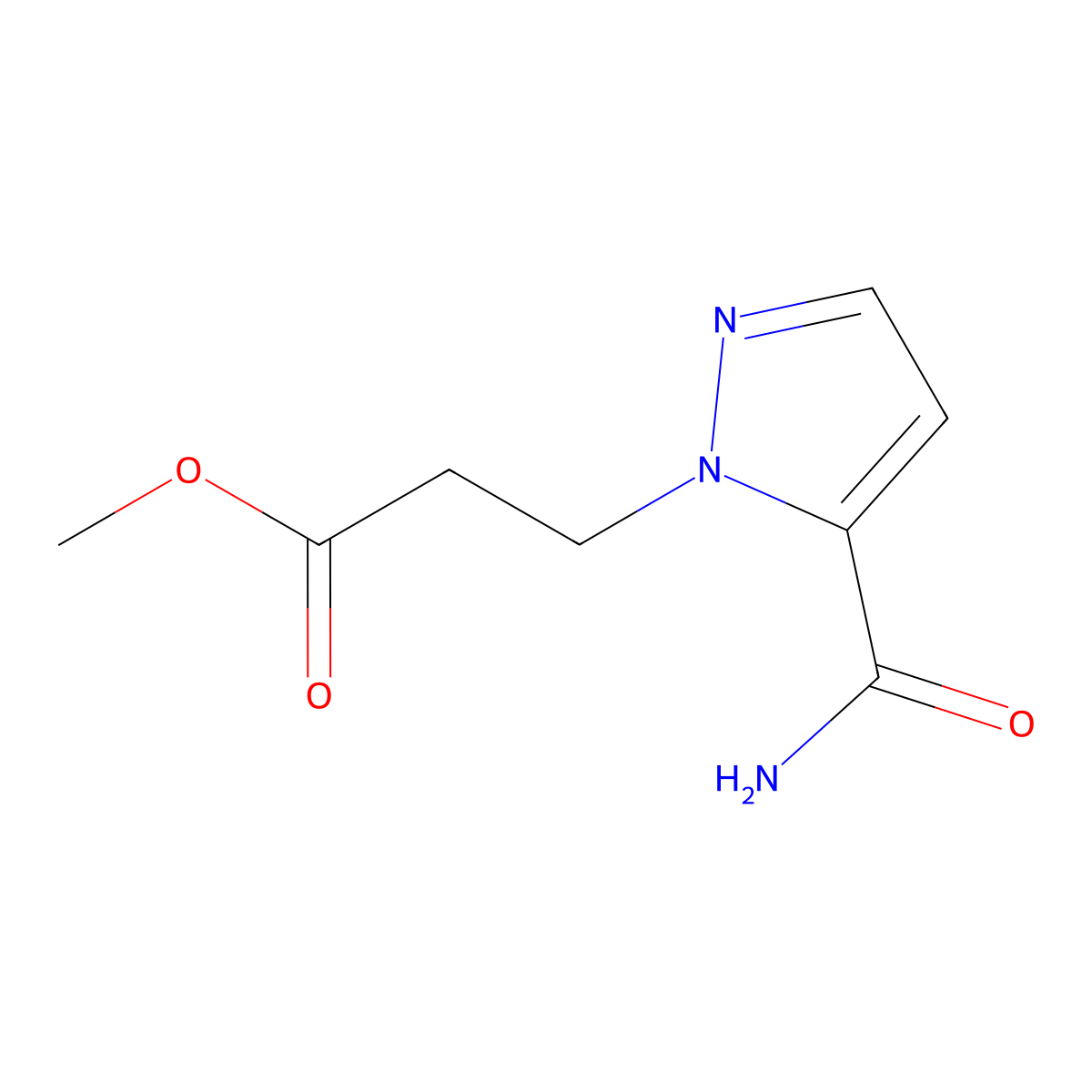 methyl 3-(5-carbamoyl-1H-pyrazol-1-yl)propanoate molecular structure, CAS 1245807-93-5