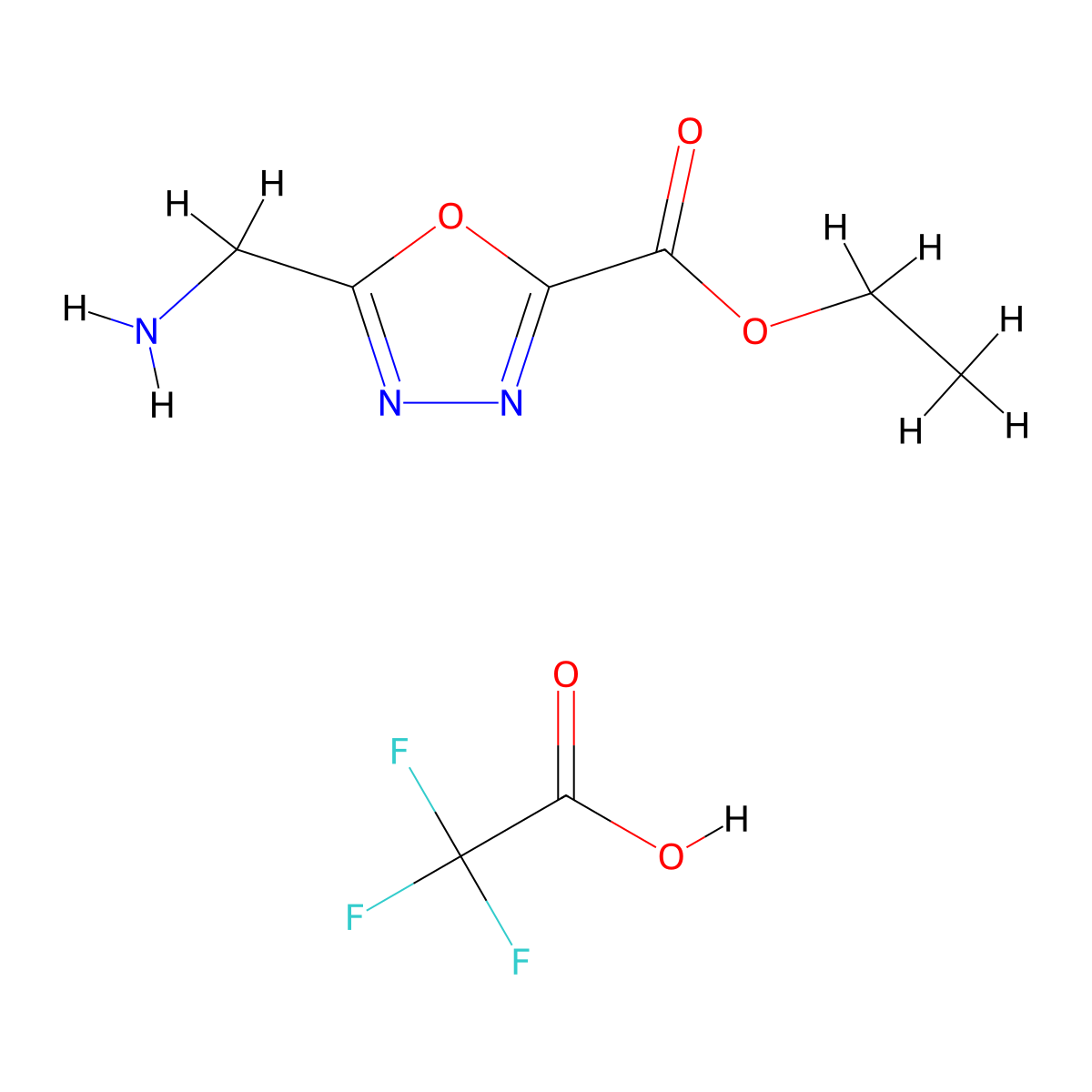 Ethyl 5-(aminomethyl)-1,3,4-oxadiazole-2-carboxylate 2,2,2-trifluoroacetate molecular structure, CAS 1245807-94-6