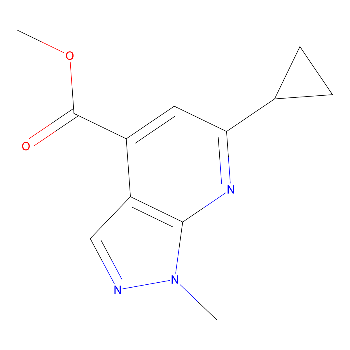 methyl 6-cyclopropyl-1-methyl-1H-pyrazolo[3,4-b]pyridine-4-carboxylate molecular structure, CAS 1245807-98-0