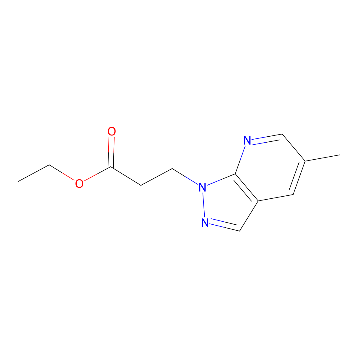 Ethyl 3-(5-methyl-1H-pyrazolo[3,4-b]pyridin-1-yl)propanoate molecular structure, CAS 1245807-99-1