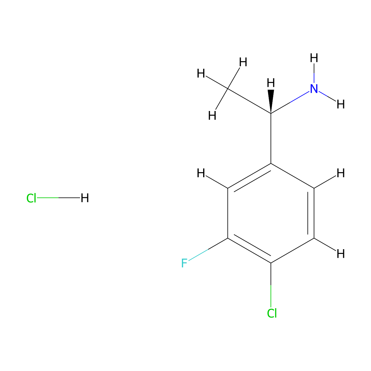 (S)-1-(4-chloro-3-fluorophenyl)ethanamine hydrochloride molecular structure, CAS 1245808-01-8