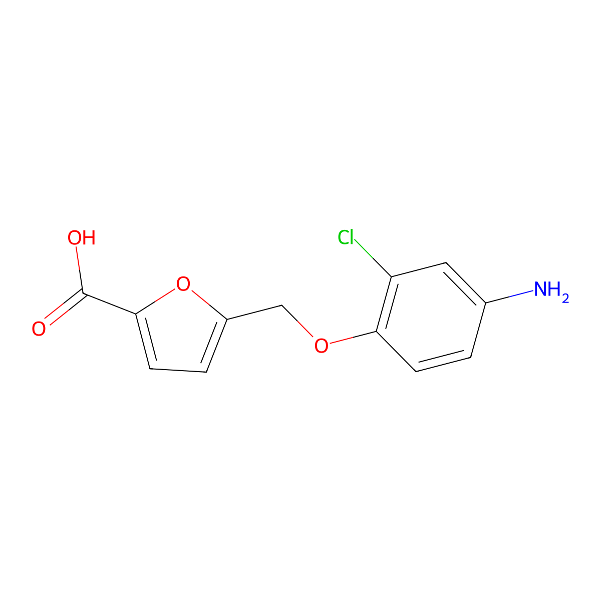 5-((4-Amino-2-chlorophenoxy)methyl)furan-2-carboxylic acid molecular structure, CAS 1245808-08-5
