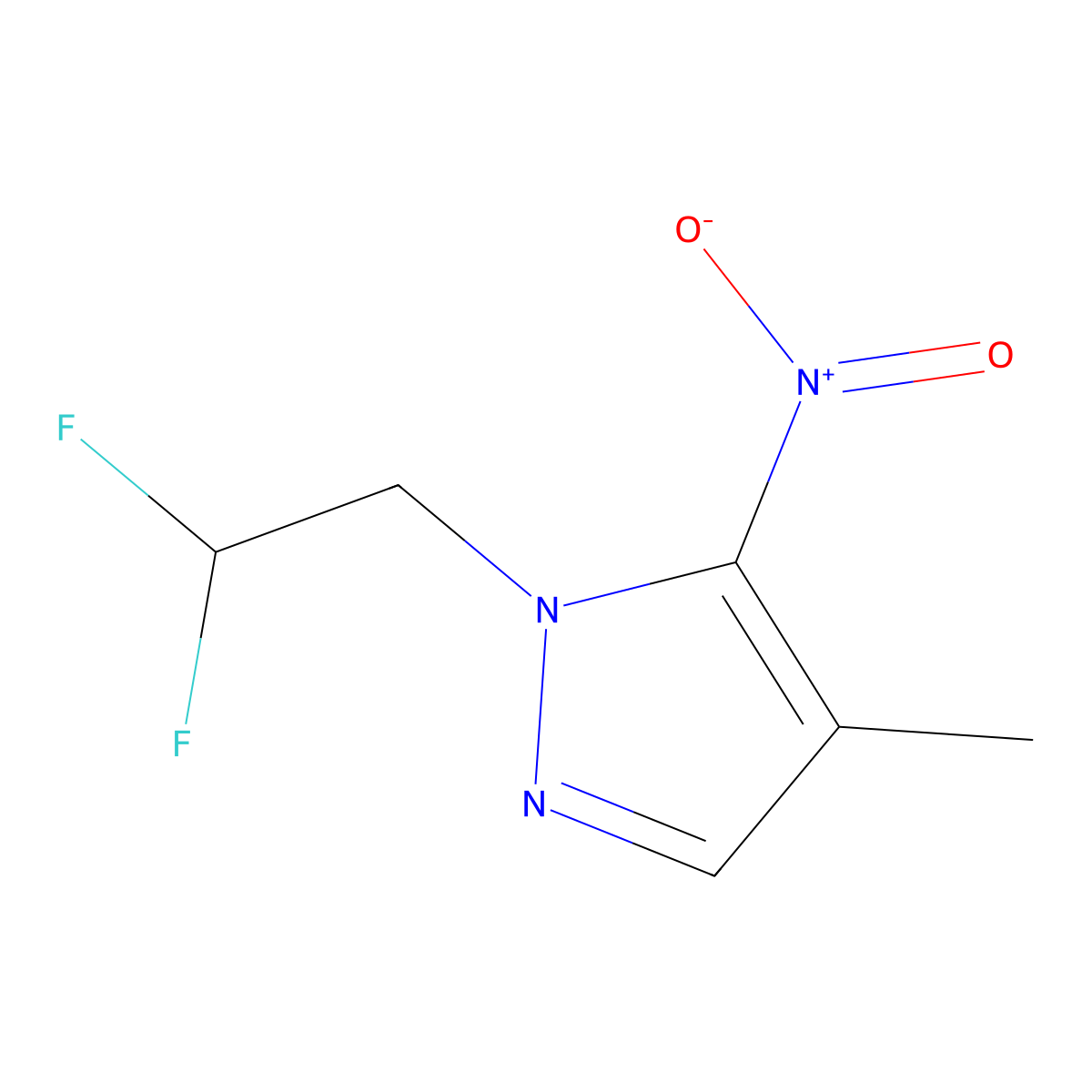 1-(2,2-difluoroethyl)-4-methyl-5-nitro-1H-pyrazole molecular structure, CAS 1245808-12-1