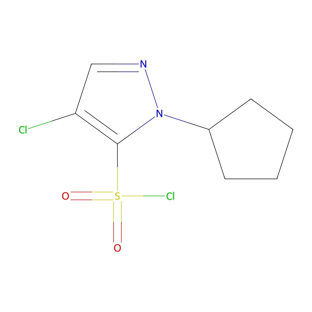 4-chloro-1-cyclopentyl-1H-pyrazole-5-sulfonyl chloride molecular structure, CAS 1245808-26-7