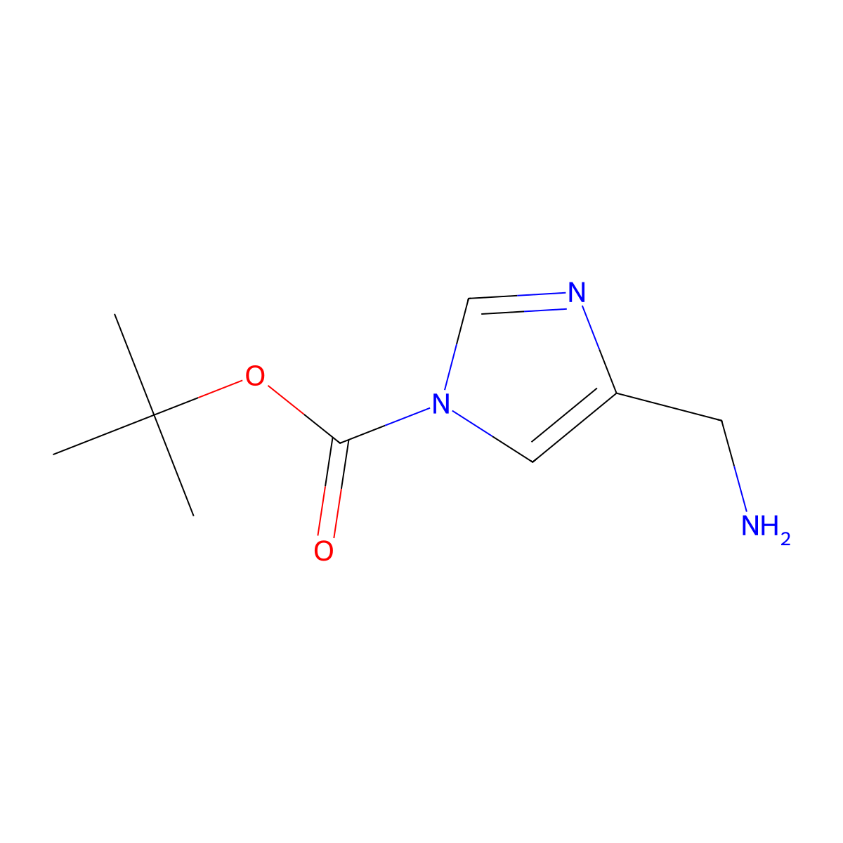 tert-butyl 4-(aminomethyl)-1H-imidazole-1-carboxylate molecular structure, CAS 1245808-28-9