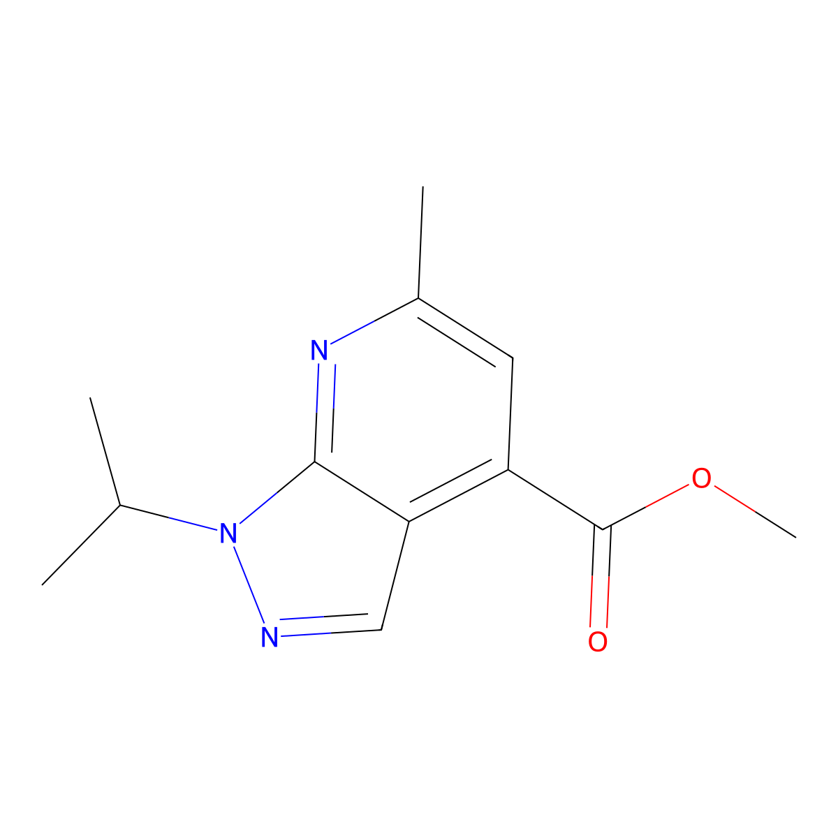 Methyl 1-isopropyl-6-methyl-1H-pyrazolo[3,4-b]pyridine-4-carboxylate molecular structure, CAS 1245808-34-7