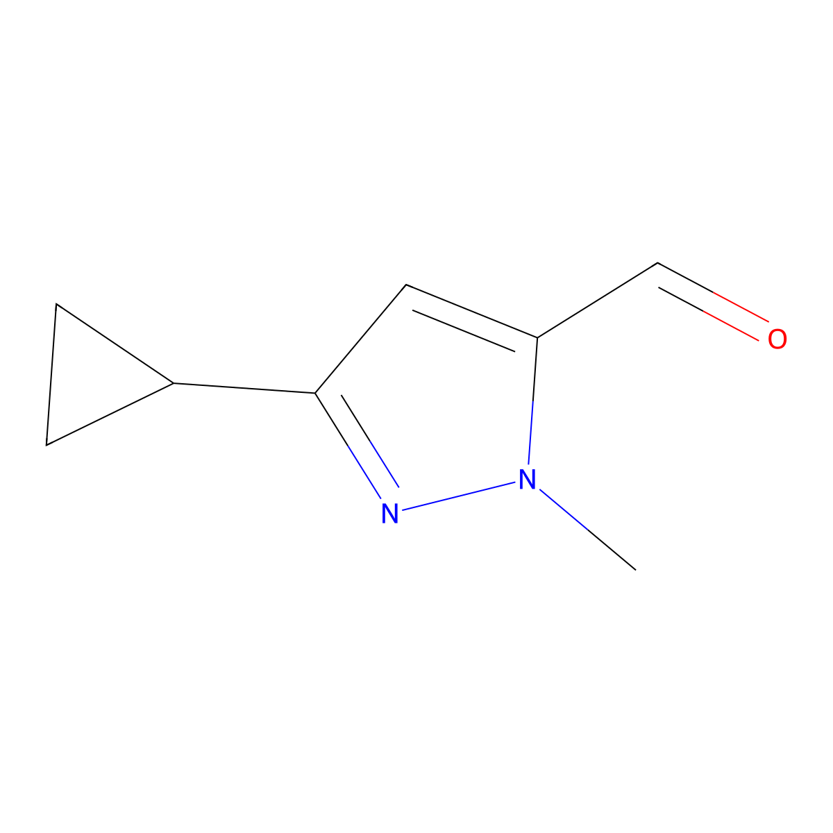 3-cyclopropyl-1-methyl-1H-pyrazole-5-carbaldehyde molecular structure, CAS 1245808-37-0