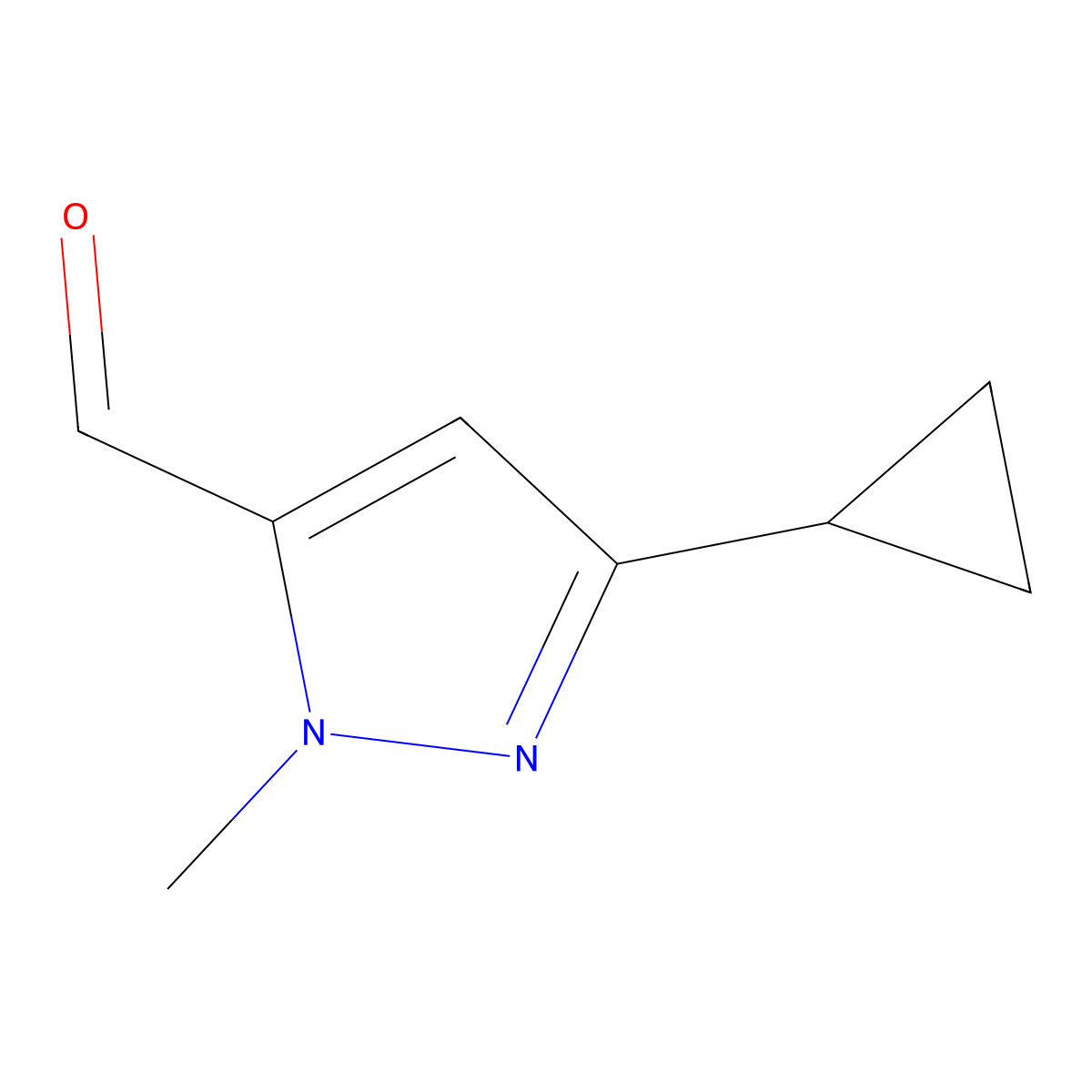 3-cyclopropyl-1-methyl-1H-pyrazole-5-carbaldehyde molecular structure, CAS 1245808-37-0