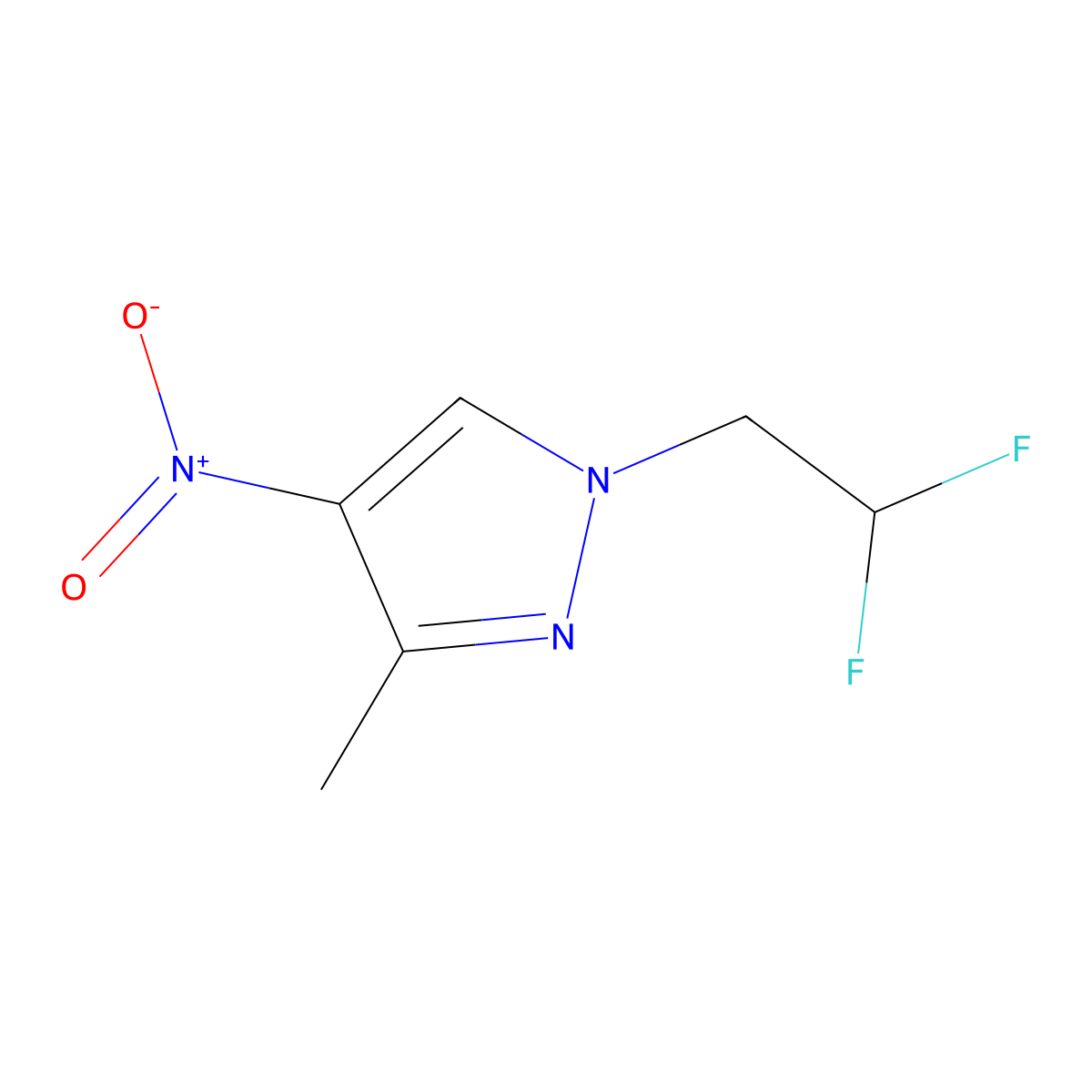 1-(2,2-difluoroethyl)-3-methyl-4-nitro-1H-pyrazole molecular structure, CAS 1245808-38-1