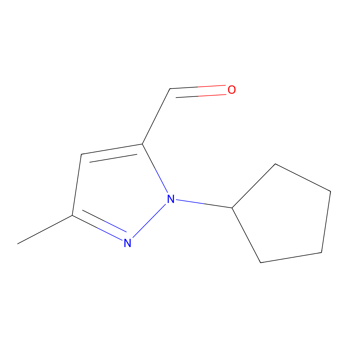 1-Cyclopentyl-3-methyl-1H-pyrazole-5-carbaldehyde molecular structure, CAS 1245808-39-2