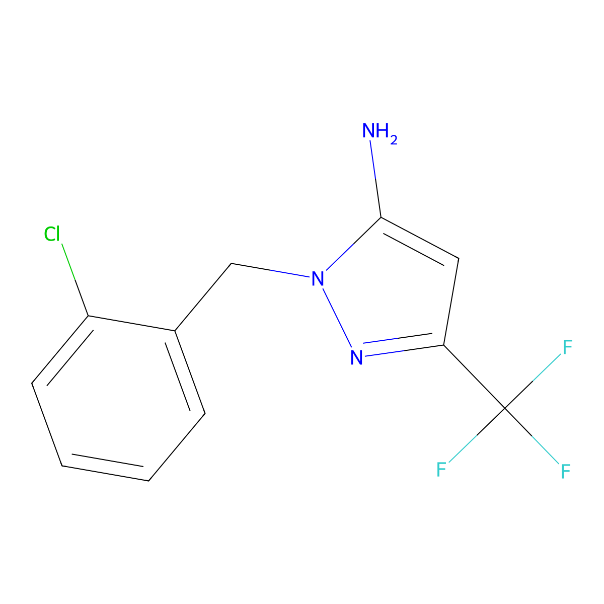 1-(2-chlorobenzyl)-3-(trifluoromethyl)-1H-pyrazol-5-amine molecular structure, CAS 1245808-40-5