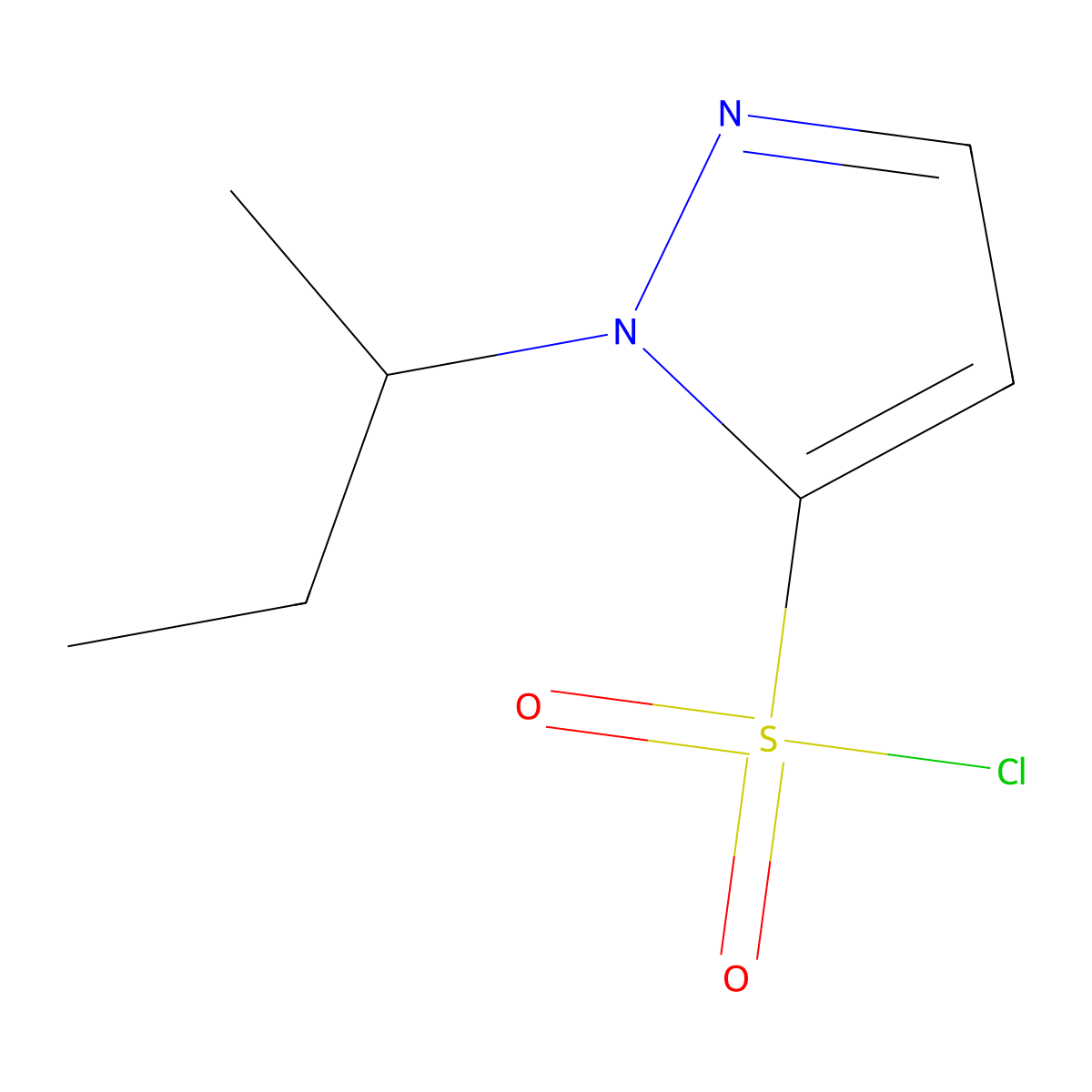 1-(butan-2-yl)-1H-pyrazole-5-sulfonyl chloride molecular structure, CAS 1245808-44-9
