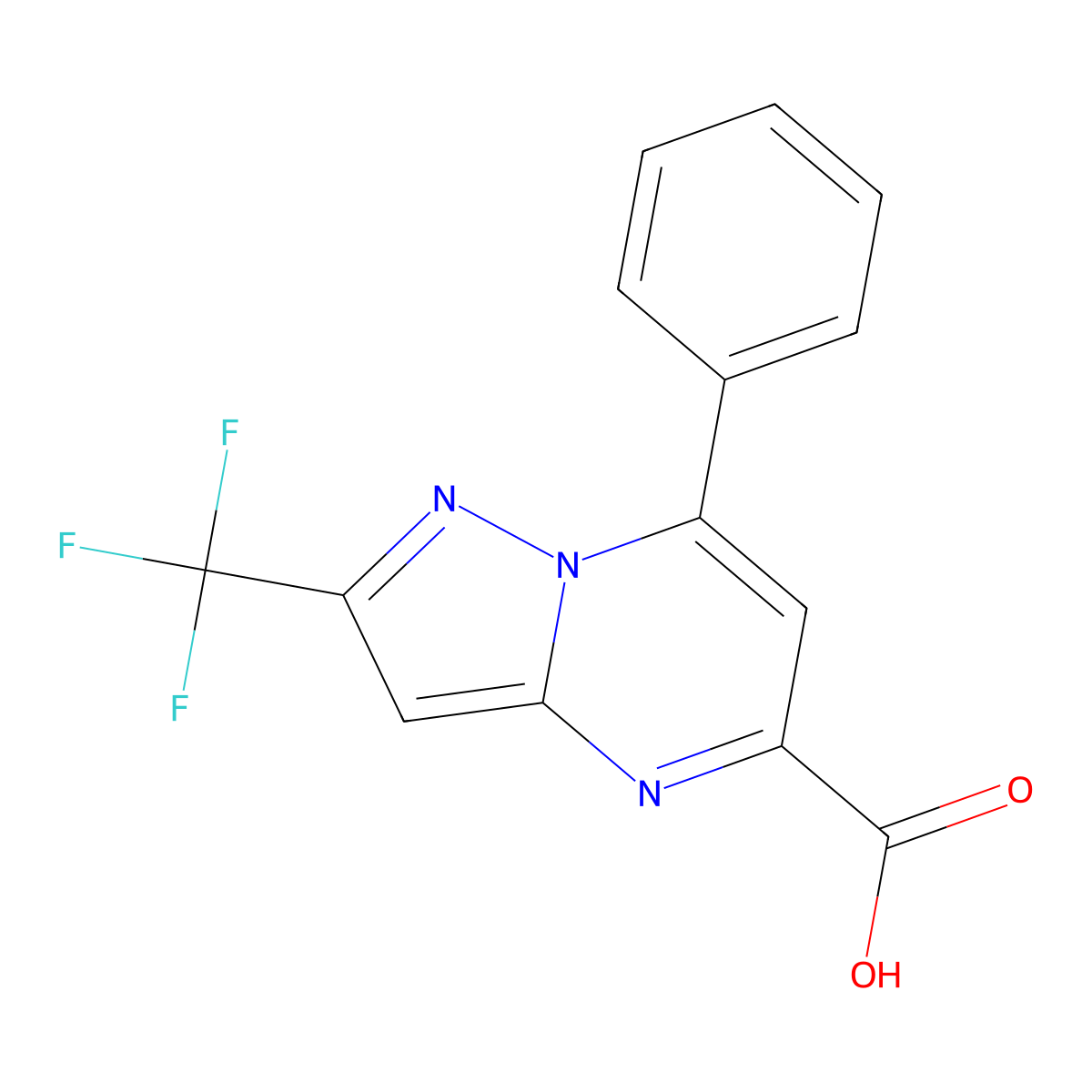 7-Phenyl-2-(trifluoromethyl)pyrazolo[1,5-a]pyrimidine-5-carboxylic acid molecular structure, CAS 1245808-60-9