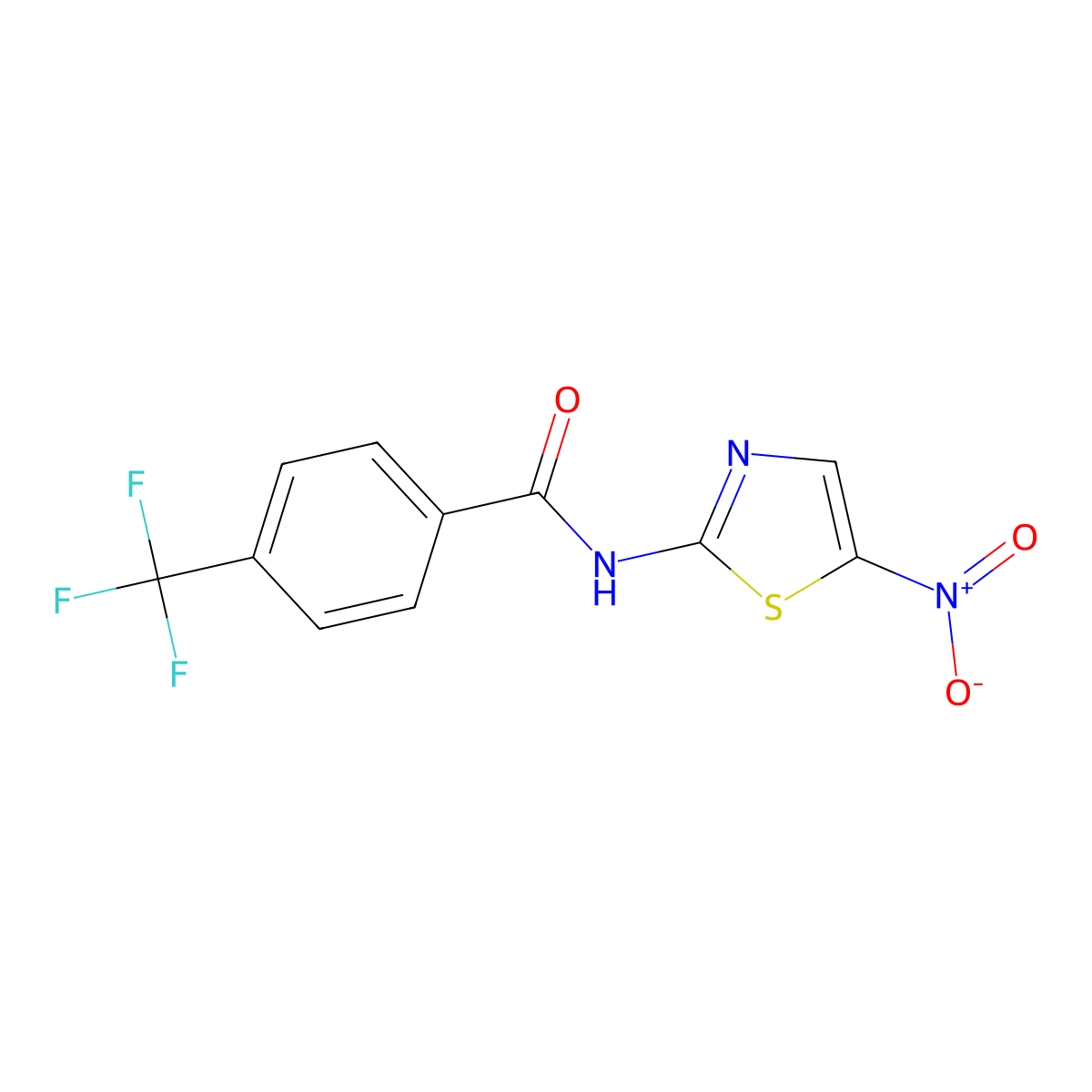 N-(5-nitro-2-thiazolyl)-4-(trifluoromethyl)-benzamide molecular structure, CAS 1245814-52-1