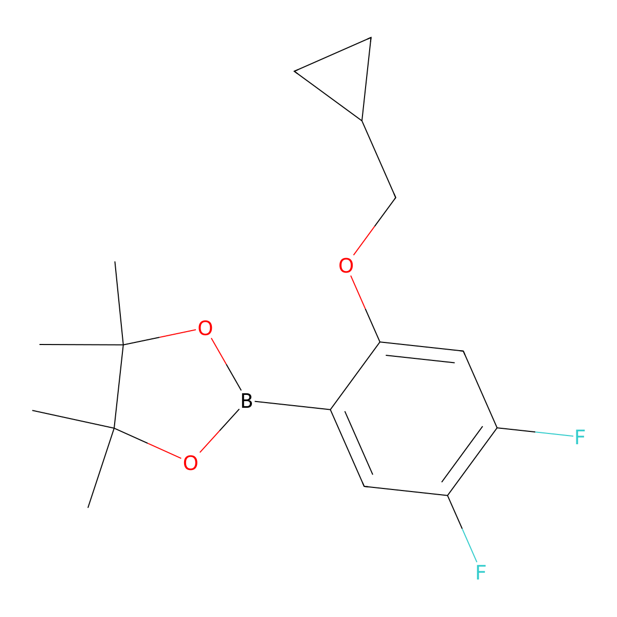 2-(2-(Cyclopropylmethoxy)-4,5-difluorophenyl)-4,4,5,5-tetramethyl-1,3,2-dioxaborolane molecular structure, CAS 1245816-08-3