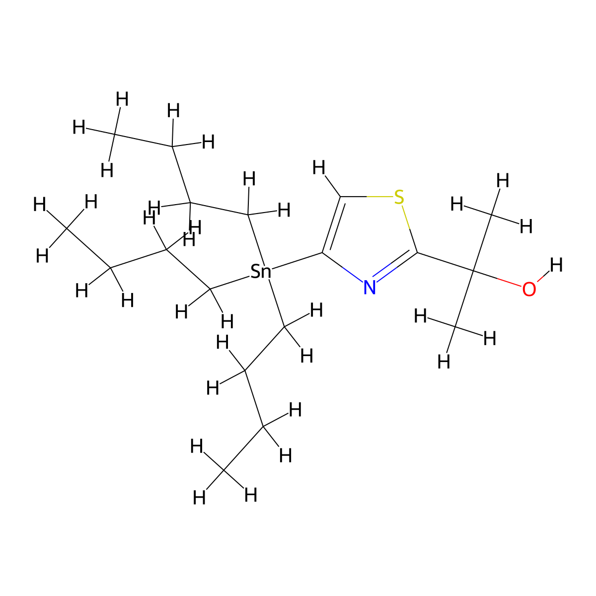2-(4-(Tributylstannyl)thiazol-2-yl)propan-2-ol molecular structure, CAS 1245816-16-3