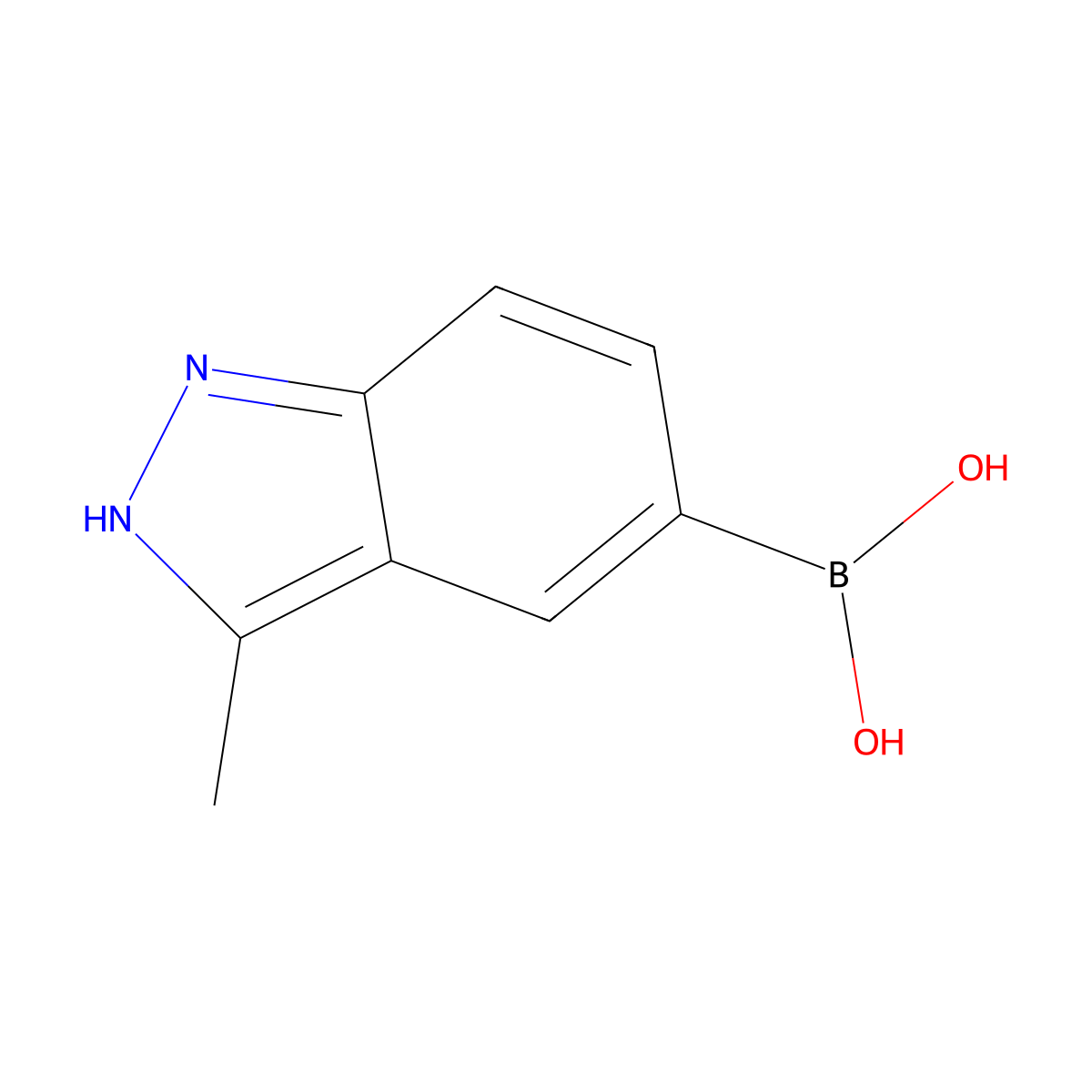 (3-methyl-1H-indazol-5-yl)boronic acid molecular structure, CAS 1245816-25-4