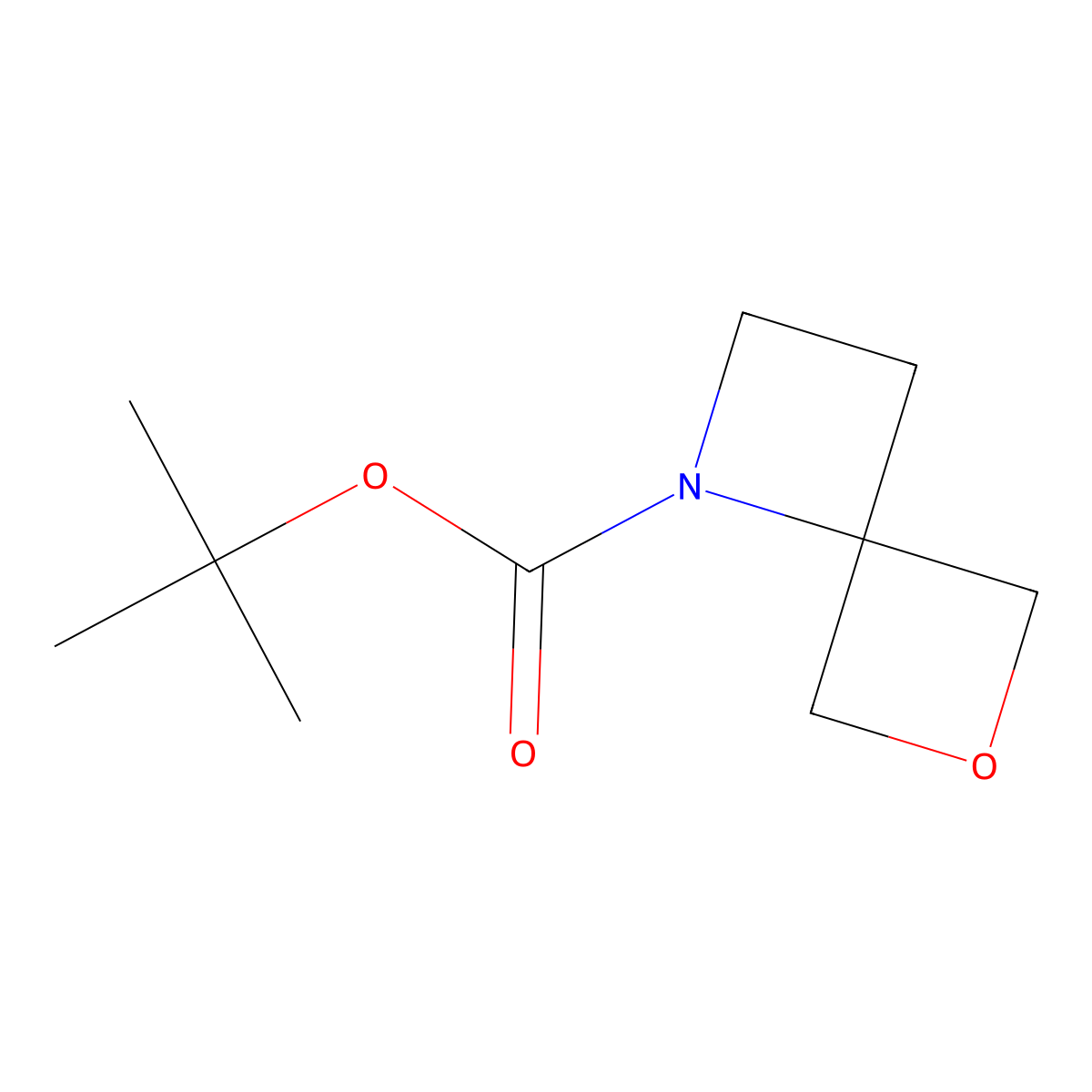 Tert-butyl 6-oxa-1-azaspiro[3.3]heptane-1-carboxylate molecular structure, CAS 1245816-27-6