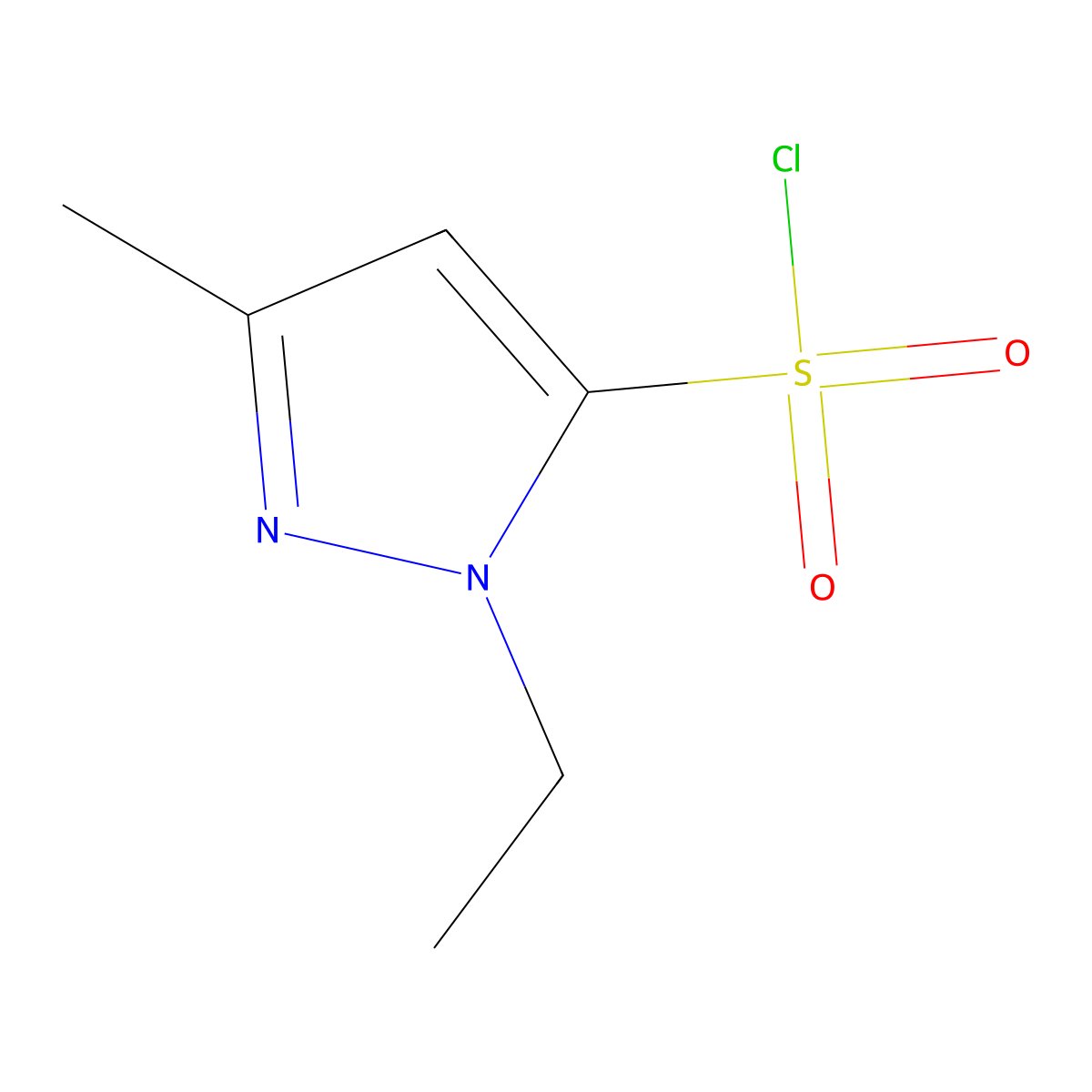 1-ethyl-3-methyl-1H-pyrazole-5-sulfonyl chloride molecular structure, CAS 1245820-78-3