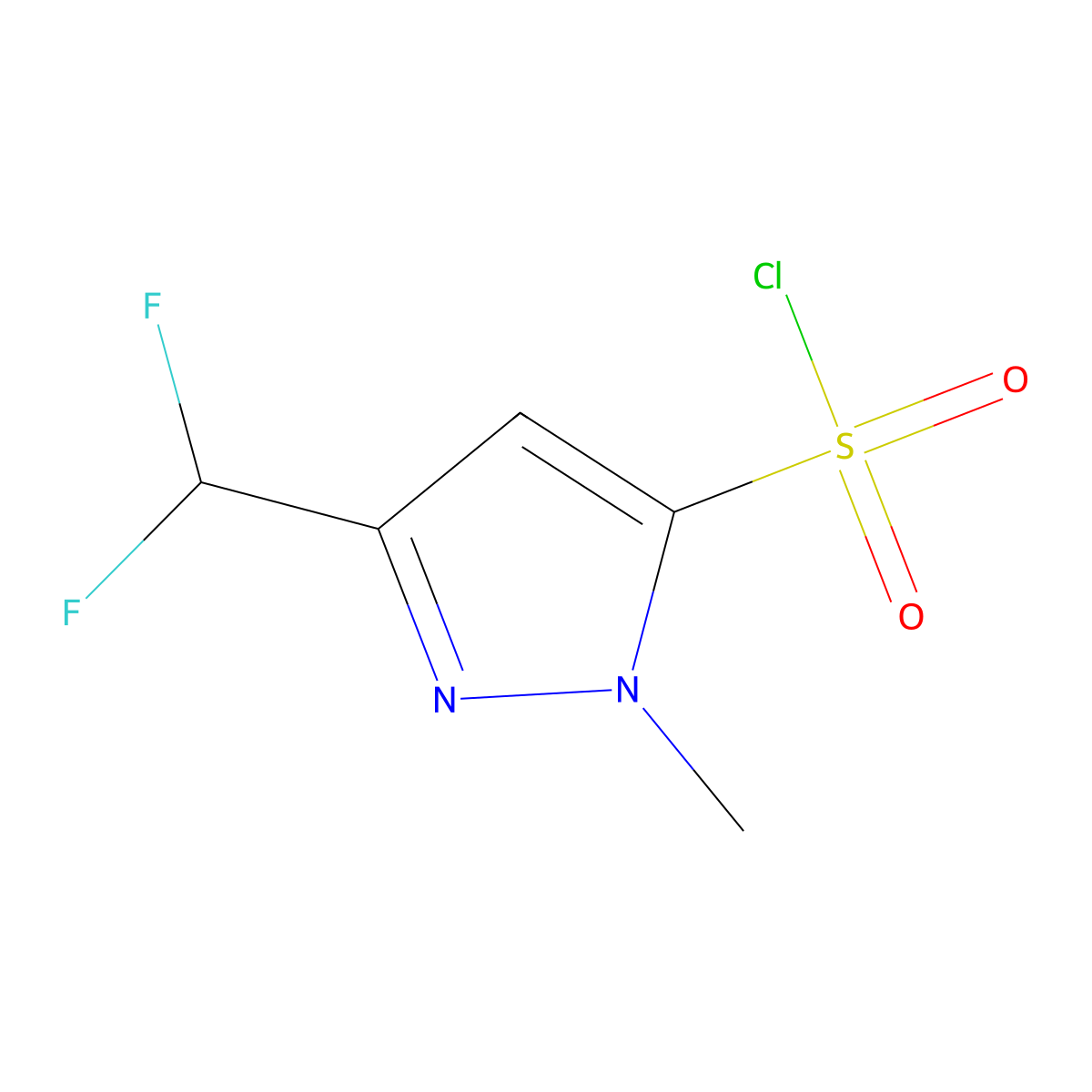 3-(difluoromethyl)-1-methyl-1H-pyrazole-5-sulfonyl chloride molecular structure, CAS 1245822-61-0