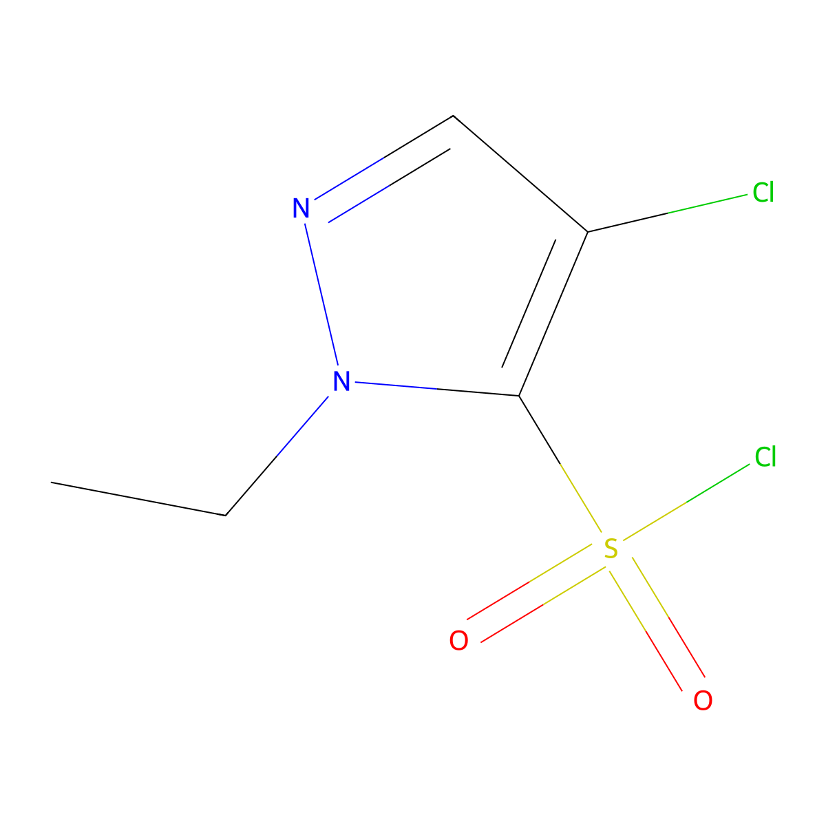 4-chloro-1-ethyl-1H-pyrazole-5-sulfonyl chloride molecular structure, CAS 1245822-74-5